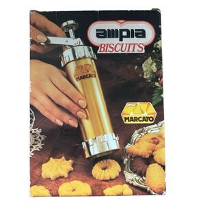 Vintage Marcato Biscuits Cookie Press 4 Tips 20 Discs Made In Italy *Nice*